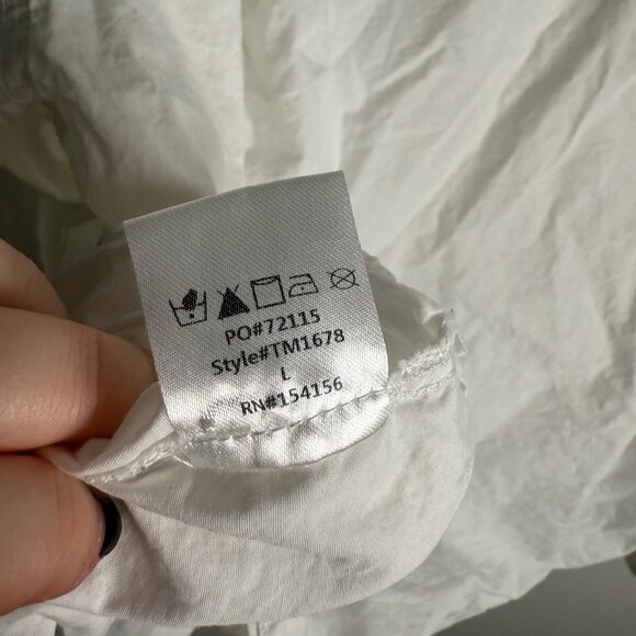 All Row Women's Large White Long Sleeve Button Up Top Casual Office Simple Basic - Picture 4 of 4